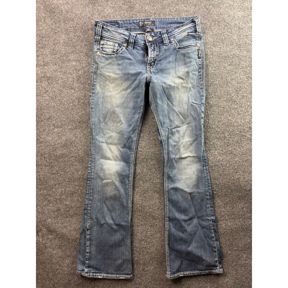 Silver Jeans Suki Surplus Women 31 Blue Bootcut Mid Rise Distressed Denim